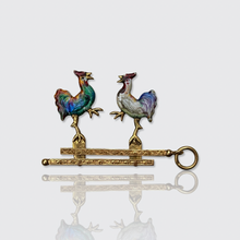 Load image into Gallery viewer, 19th Century Enameled Fighting Roosters Novelty Pendant