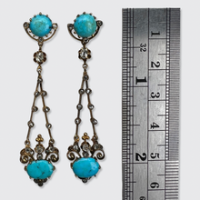 Load image into Gallery viewer, Belle Epoque Turquoise &amp; Diamond Drop Earrings