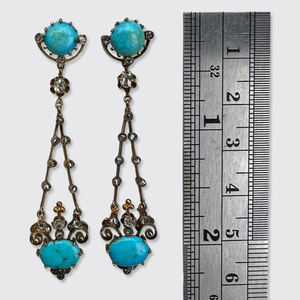 Belle Epoque Turquoise & Diamond Drop Earrings