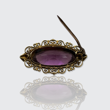 Load image into Gallery viewer, Victorian Amethyst Filigree Brooch