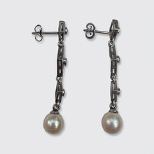 Load image into Gallery viewer, Reserved for &#39;C&#39;, payment 2/3: Pearl &amp; Diamond Arrow Brooch + Kite Earrings