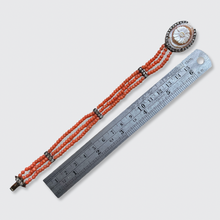 Load image into Gallery viewer, Vintage Coral &amp; Rose-Cut Diamond Cameo Bracelet