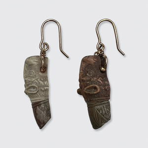 Carved Lava Stone Lion Earrings