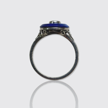 Load image into Gallery viewer, Art Deco Platinum, Lapis Lazuli &amp; Diamond Target Ring