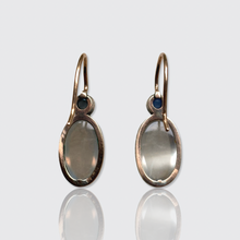 Load image into Gallery viewer, Antique Moonstone and Sapphire Drop Earrings