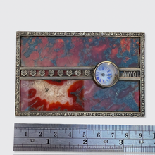 Load image into Gallery viewer, Antique Silver &amp; Agate &#39;Pensee a Moi&#39; Desk Clock