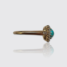 Load image into Gallery viewer, Antique Swedish Turquoise &amp; Diamond Cluster Ring, 1905