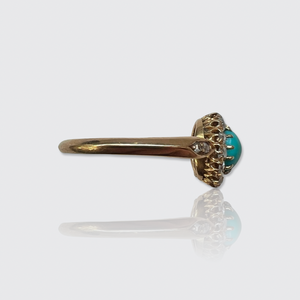 Antique Swedish Turquoise & Diamond Cluster Ring, 1905