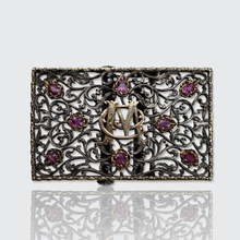 Load image into Gallery viewer, Antique Gold, Silver &amp; Ruby Belt Buckle, 'CM' Monogram