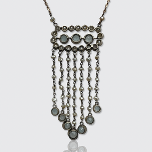 Belle Epoque Aquamarine & Pearl Fringe Lavalier Necklace