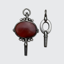 Load image into Gallery viewer, Two Silver Watch Key Pendants, including one set with Agate