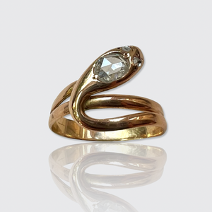 Victorian Rose-Cut Diamond Snake Ring