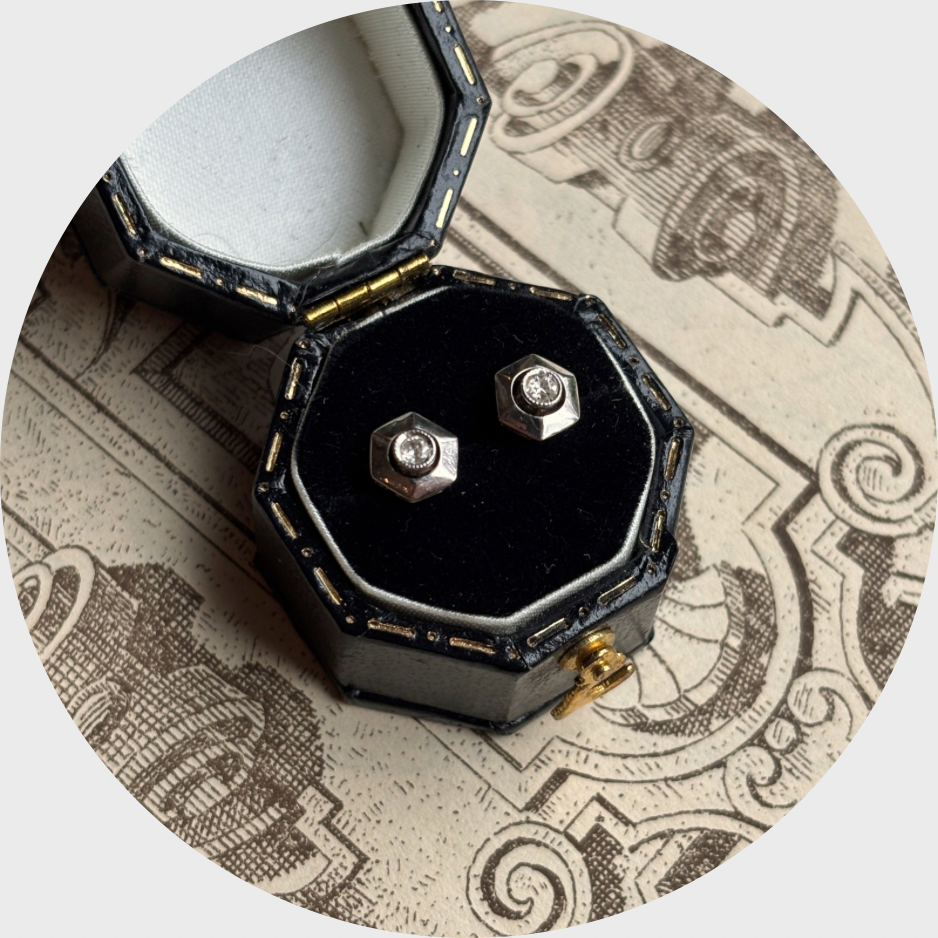 Art Deco Diamond Target Earrings