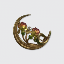 Load image into Gallery viewer, Enamel Crescent Moon Brooch by Krementz