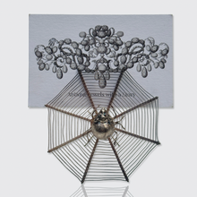 Load image into Gallery viewer, Set of Five Antique Silver Spider Web Place Card Holders