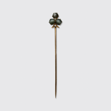Load image into Gallery viewer, Antique Chrysoberyl &amp; Diamond Clover Stickpin