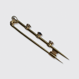Victorian Pearl, Sapphire & Diamond Nail Brooch