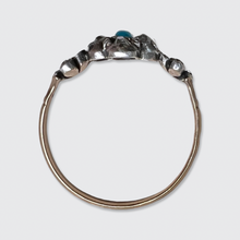Load image into Gallery viewer, Georgian Turquoise &amp; Diamond Flower Ring
