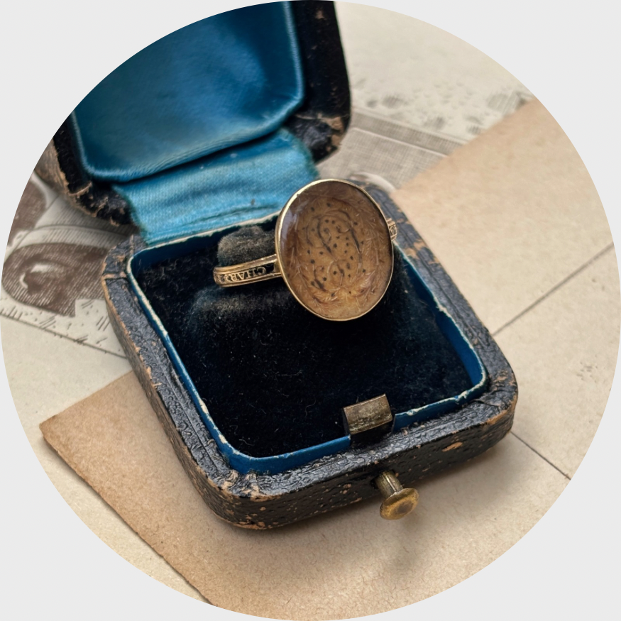 Georgian Hairwork Mourning Ring, 1771