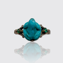 Load image into Gallery viewer, Egyptian Revival Faience Frog Amulet Ring