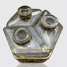 Load image into Gallery viewer, Antique French Perfume Bottles Set in Brass Holder