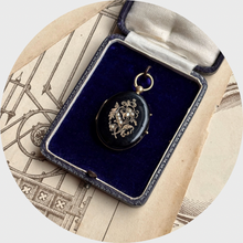 Load image into Gallery viewer, Victorian Black Enamel Gold Locket