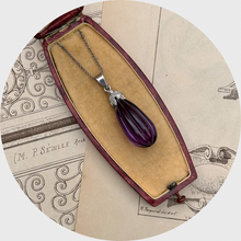 Load image into Gallery viewer, Vintage Amethyst &amp; Diamond Drop Pendant