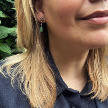 Load image into Gallery viewer, Art Deco Platinum Jade &amp; Diamond Bow Earrings