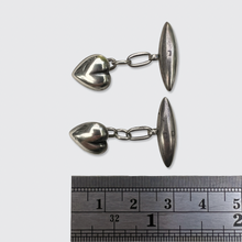 Load image into Gallery viewer, Victorian Silver Heart-Shaped Cufflinks in Box, 1887