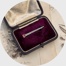 Load image into Gallery viewer, Art Deco Ruby &amp; Diamond Lucky Nail Brooch