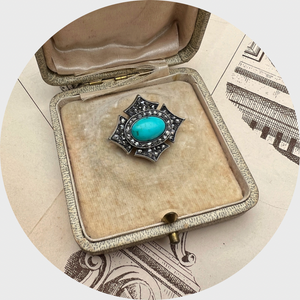 Victorian Turquoise & Diamond Brooch