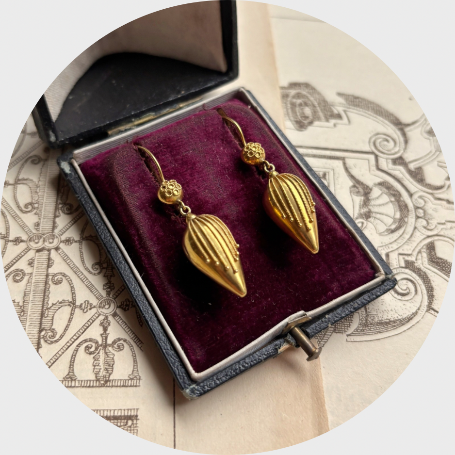 Vintage Neo-Etruscan-Style Drop Earrings