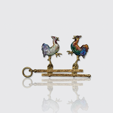 Load image into Gallery viewer, 19th Century Enameled Fighting Roosters Novelty Pendant