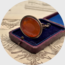 Load image into Gallery viewer, 19th Century Carnelian Intaglio Fob Seal 'Je ne change qu'en mourant'