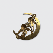 Load image into Gallery viewer, Enamel Crescent Moon Brooch by Krementz