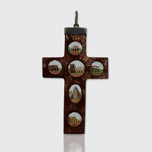 Load image into Gallery viewer, Victorian Goldstone Micro Mosaic Grand Tour Cross Pendant