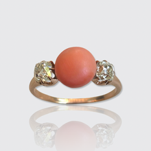 Load image into Gallery viewer, 19th Century Bouton Coral &amp; Diamond Ring