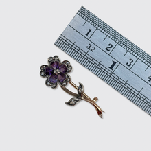 Load image into Gallery viewer, 19th Century Amethyst &amp; Diamond Flower Brooch
