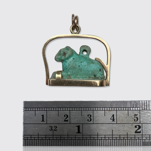 Egyptian Revival Faience Khnum Ram's Amulet Pendant