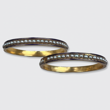 Load image into Gallery viewer, Pair of Victorian Pearl &amp; Enamel Bangle Bracelets