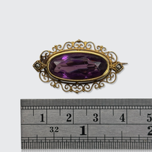 Load image into Gallery viewer, Victorian Amethyst Filigree Brooch