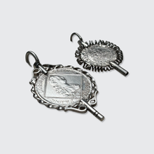 Load image into Gallery viewer, Two Silver Coin-Shaped Watch Key Pendants