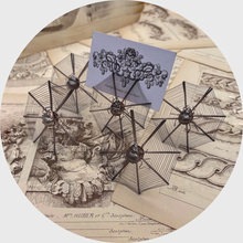 Load image into Gallery viewer, Set of Five Antique Silver Spider Web Place Card Holders