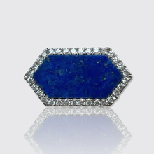 Load image into Gallery viewer, Vintage Hexagonal Lapis Lazuli &amp; Diamond Ring