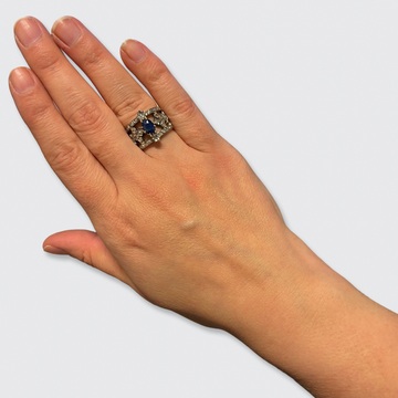 Belle Epoque Sapphire & Diamond Fleur-de-Lis Band Ring