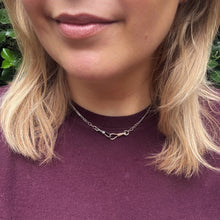 Load image into Gallery viewer, Antique Silver &amp; Gold Watch Chain Necklace
