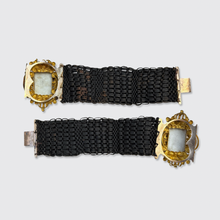 Load image into Gallery viewer, Set of two 19th Century Hairwork &amp; Pinchbeck Bracelets