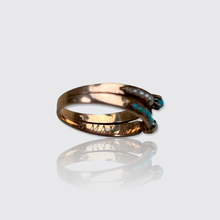 Load image into Gallery viewer, Victorian era Turquoise &amp; Pearl Crossover Ring