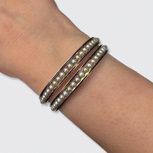 Load image into Gallery viewer, Pair of Victorian Pearl &amp; Enamel Bangle Bracelets