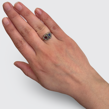 Load image into Gallery viewer, Antique Ruby, Sapphire &amp; Diamond Double Hearts Ring